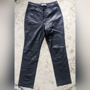 Saks 5th Avenue Real Clothes Women's Black Lambskin Leather Pants Size 8